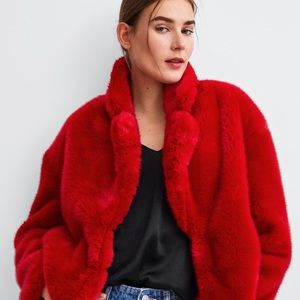 Brand NEW ❤️ ZARA RED FAUX FUR ❤️